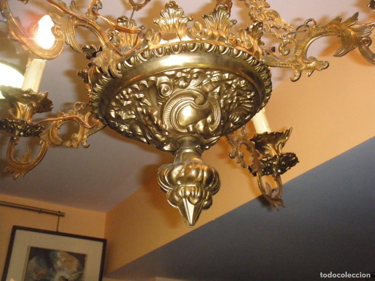 Antig&uuml;edades: LAMPARA VOTIVA DE LATON DE 4 LUCES - Foto 4