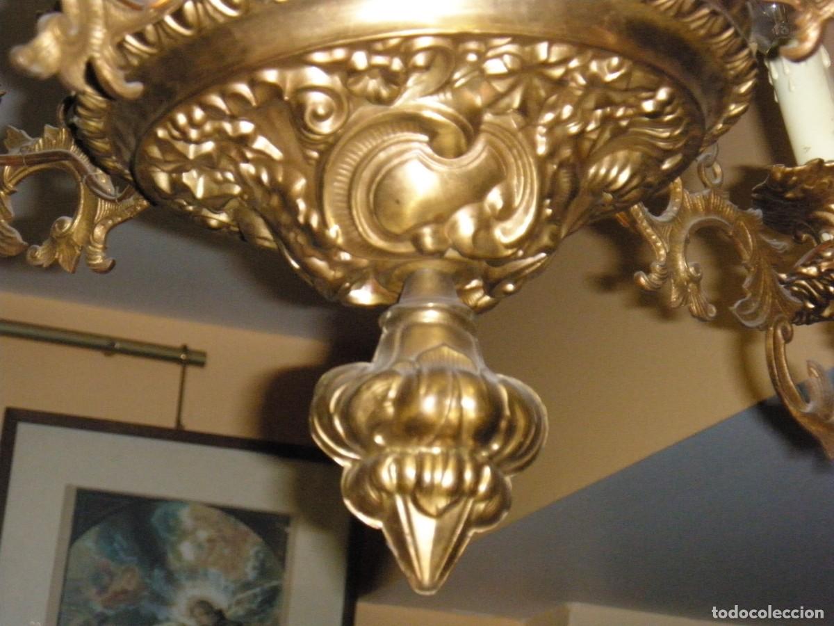 Antig&uuml;edades: LAMPARA VOTIVA DE LATON DE 4 LUCES - Foto 10