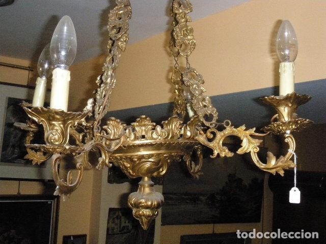 Antig&uuml;edades: LAMPARA VOTIVA DE LATON DE 4 LUCES - Foto 14