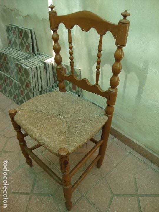 Antig&uuml;edades: silla asiento de enea - Foto 1
