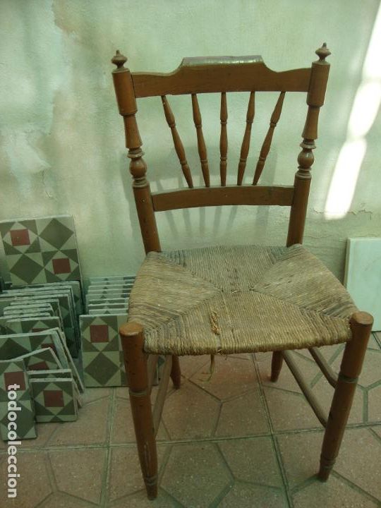 Antig&uuml;edades: silla asiento de enea - Foto 1