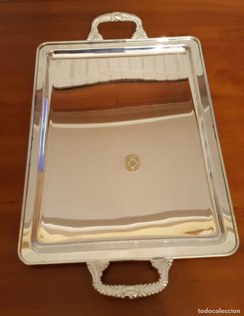 Antig&uuml;edades: Bandeja rectangular con asas (ba&ntilde;ada en plata, tama&ntilde;o grande) - Foto 2