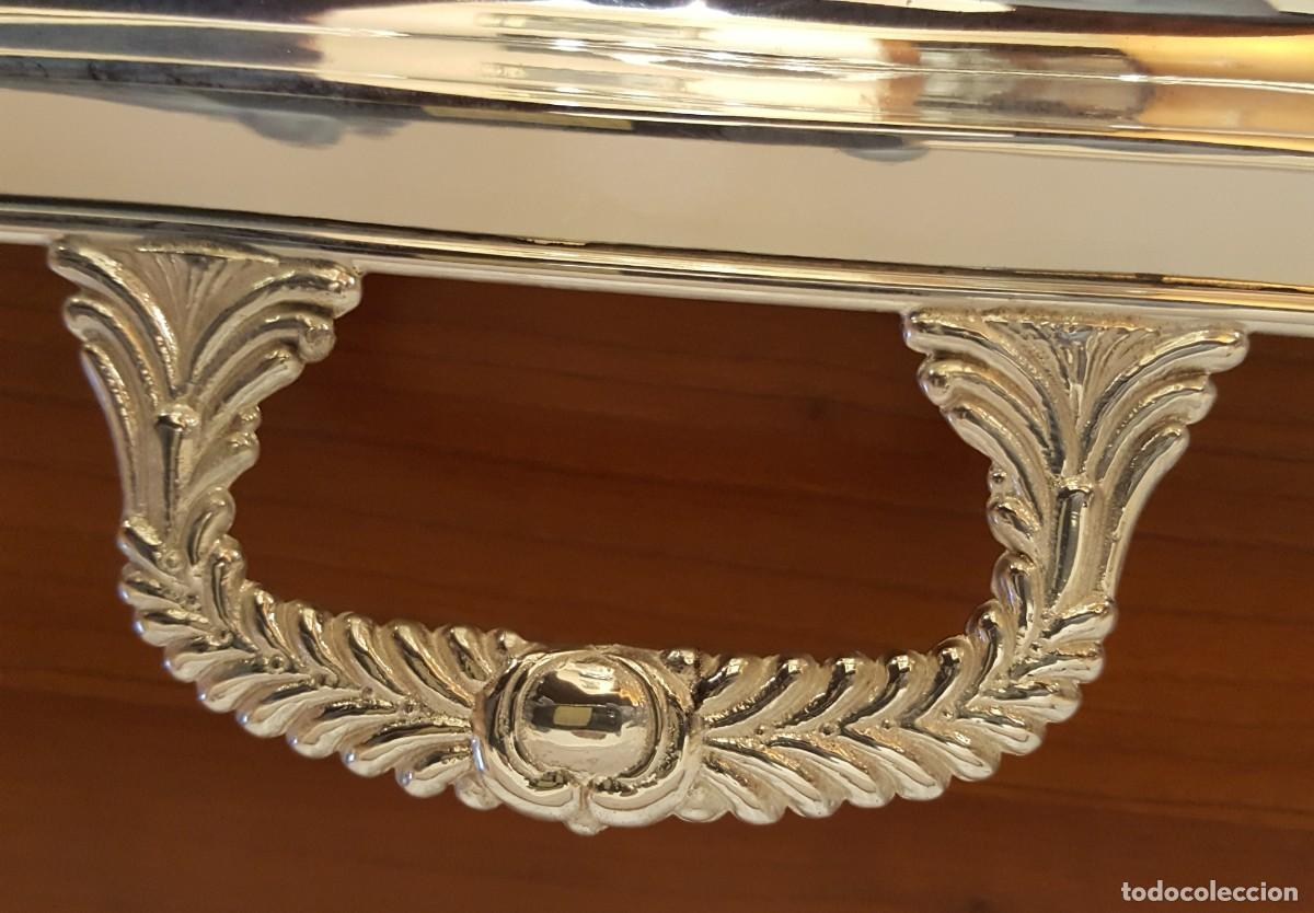 Antig&uuml;edades: Bandeja rectangular con asas (ba&ntilde;ada en plata, tama&ntilde;o grande) - Foto 5