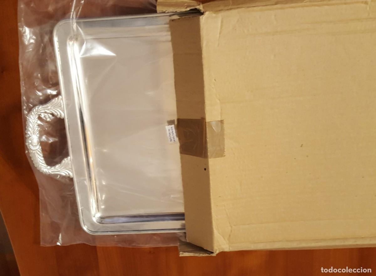 Antig&uuml;edades: Bandeja rectangular con asas (ba&ntilde;ada en plata, tama&ntilde;o grande) - Foto 9