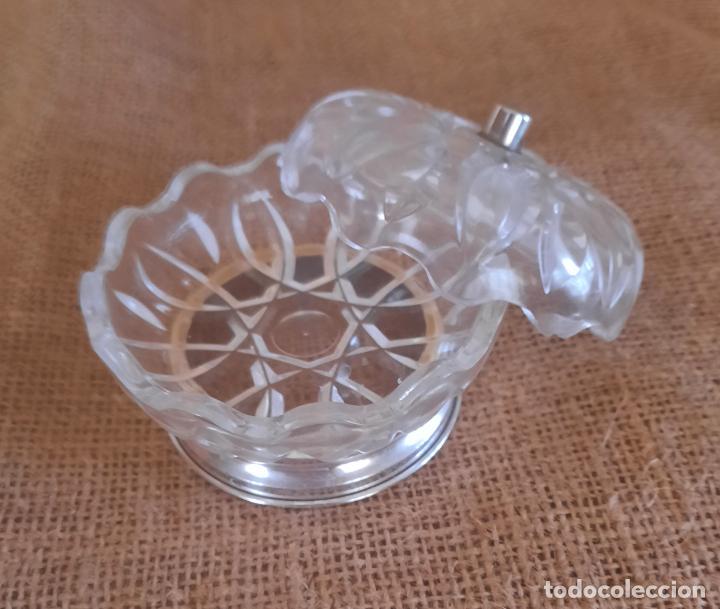 Antig&uuml;edades: CAJA DE CRISTAL CON POMO Y BASE EN PLATA LEY. - Foto 2