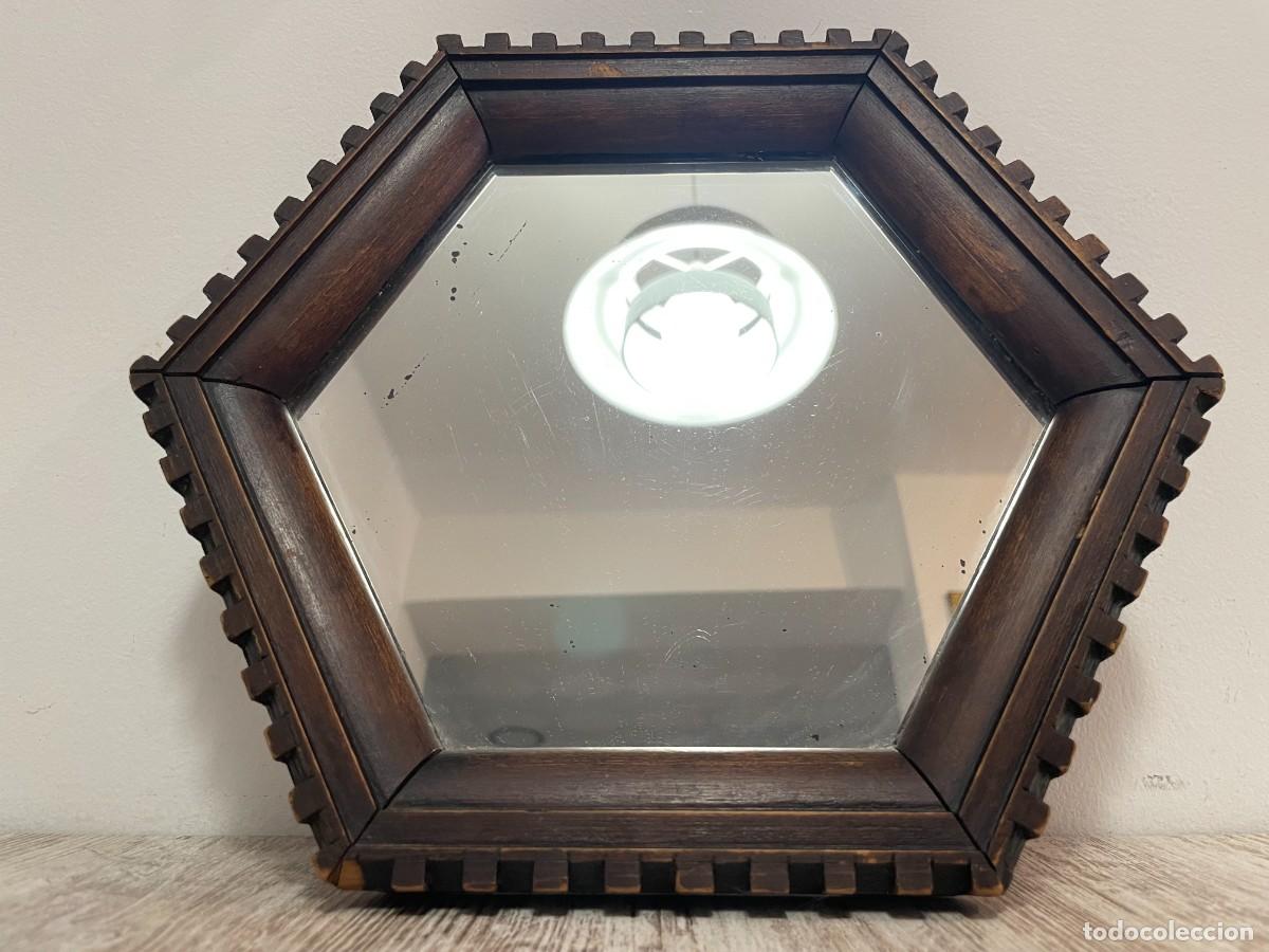 Antig&uuml;edades: ESPEJO MADERA HEXAGONAL - Foto 2