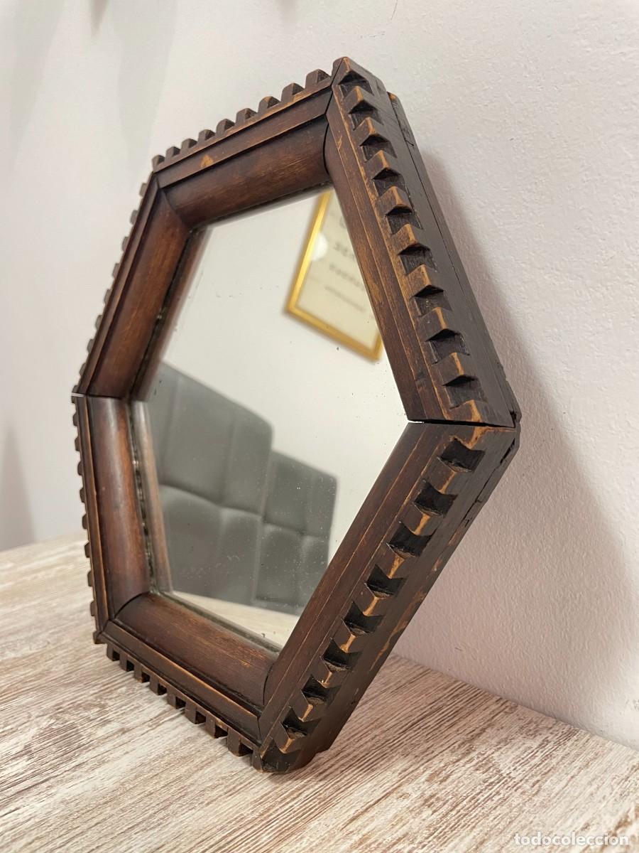Antig&uuml;edades: ESPEJO MADERA HEXAGONAL - Foto 5