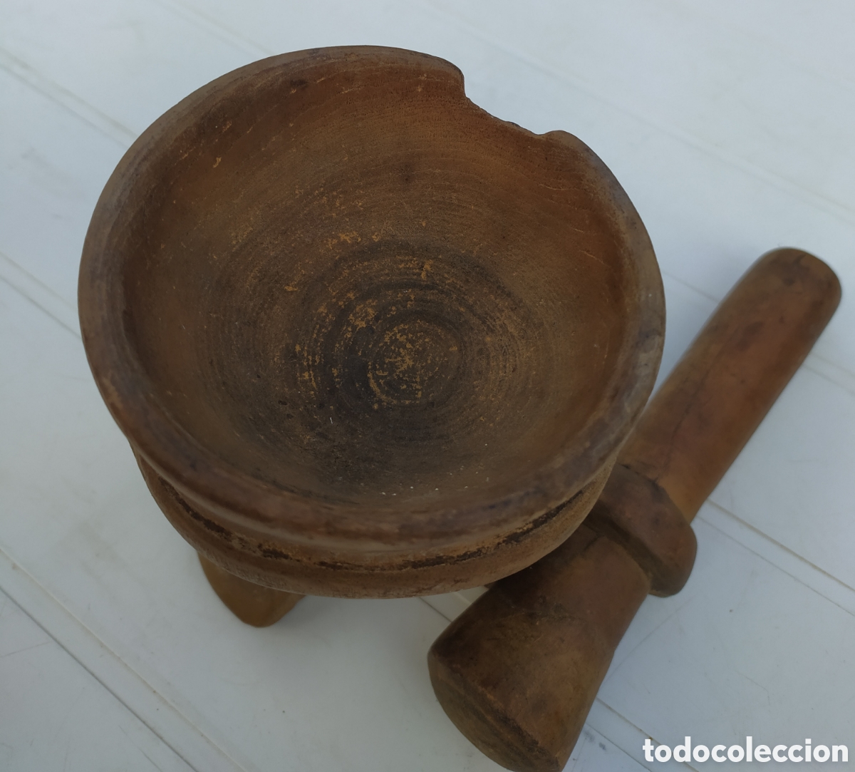 Antig&uuml;edades: Mortero de madera pastoril. S. XIX - Foto 4