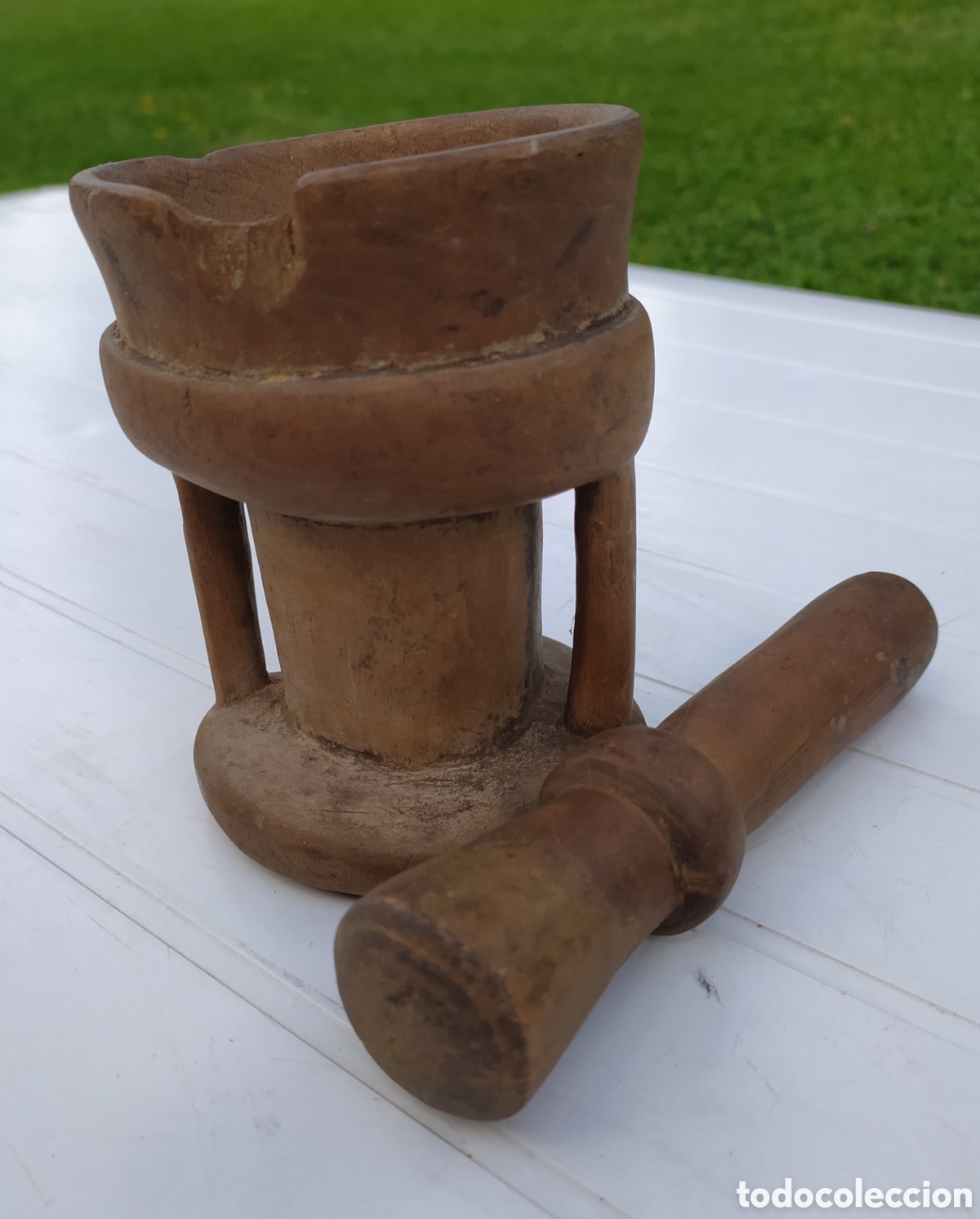 Antig&uuml;edades: Mortero de madera pastoril. S. XIX - Foto 7