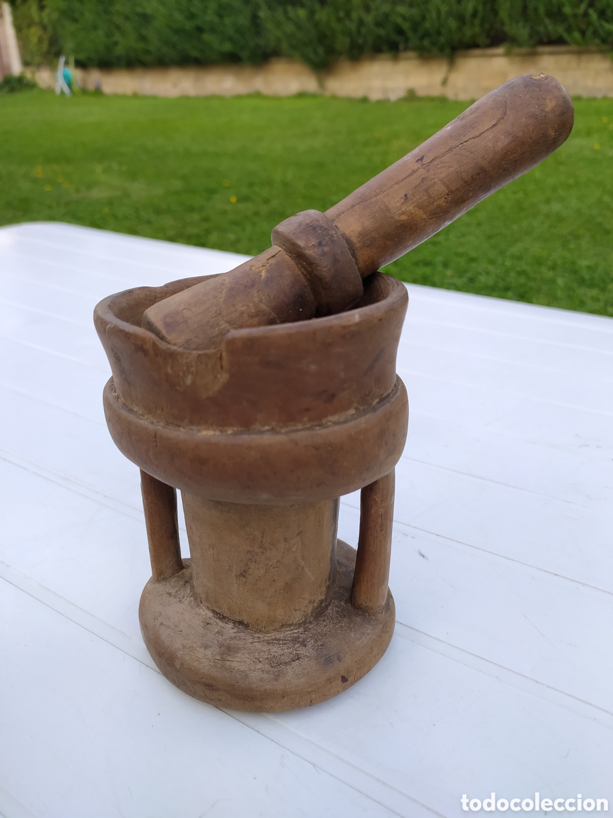 Antig&uuml;edades: Mortero de madera pastoril. S. XIX - Foto 1