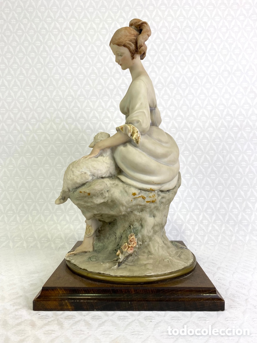 Antig&uuml;edades: GIUSEPPE ARMANI - CHICA CON CORDERO - CAPODIMONTE - Foto 2