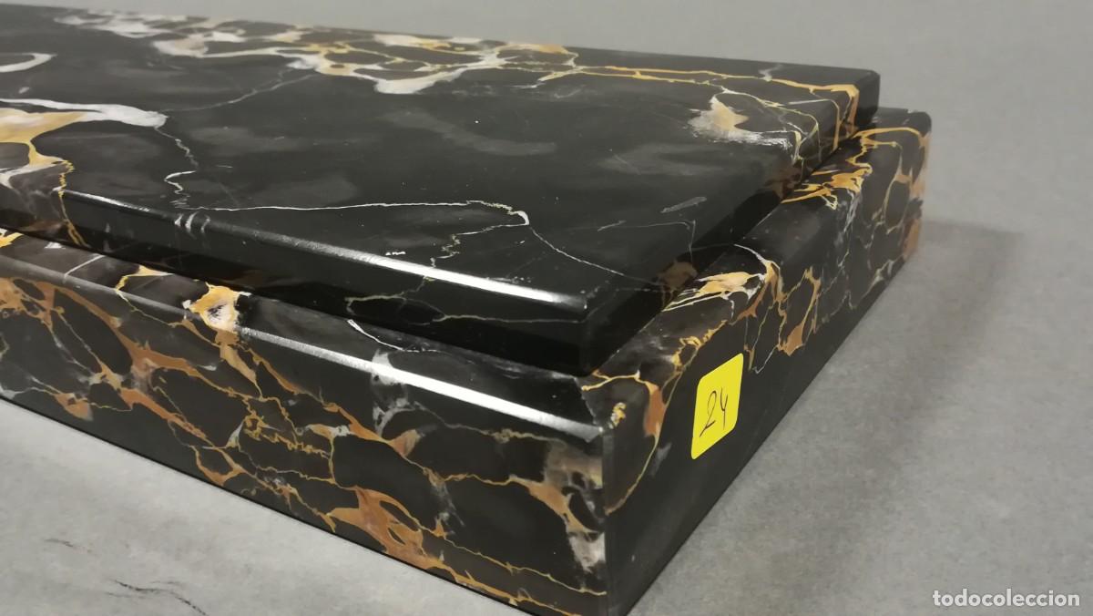Antig&uuml;edades: BASE DE MARMOL NEGRO PORTORO RECTANGULAR GRANDE - Foto 6