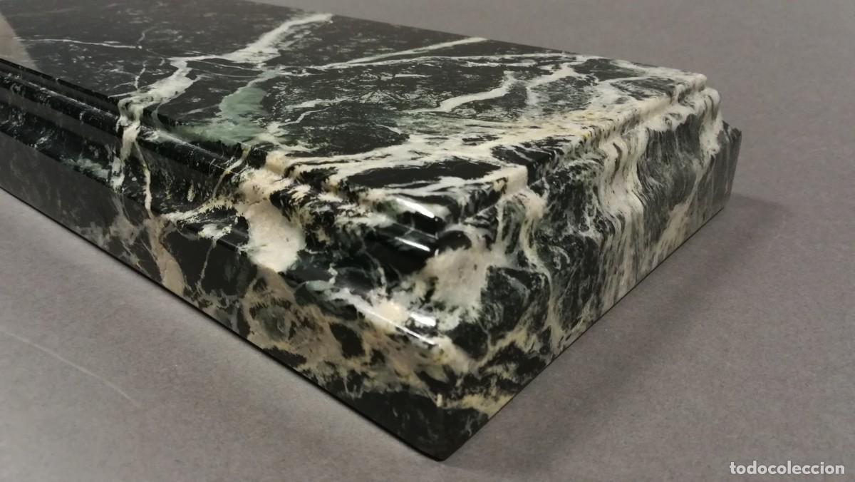 Antig&uuml;edades: BASE RECTANGULAR DE M&Aacute;RMOL VERDE OSCURO Y VETAS BLANCAS - Foto 7