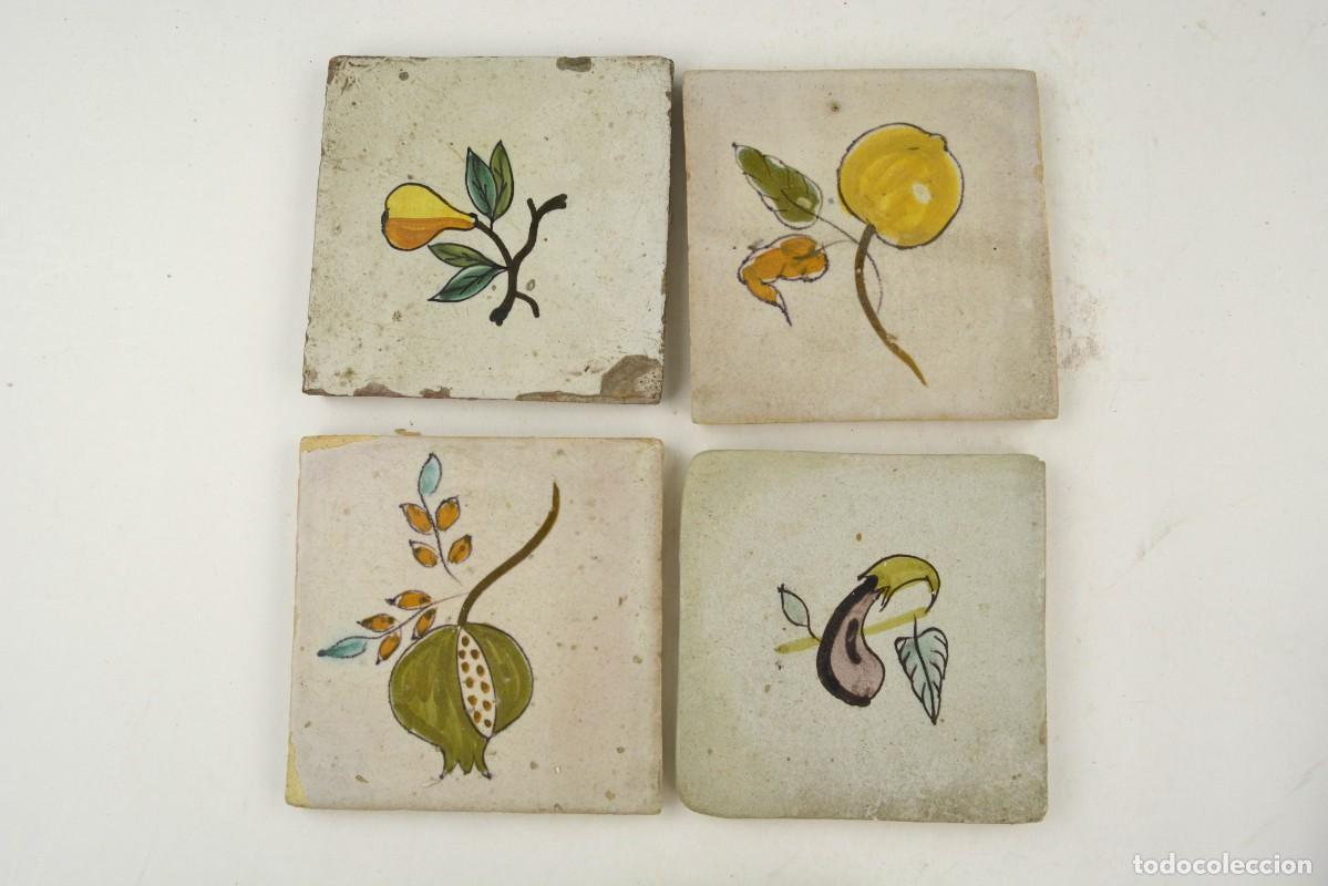 Antig&uuml;edades: Conjunto de azulejos antiguos con frutas. - Foto 2