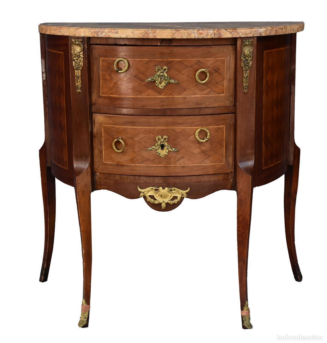Antig&uuml;edades: Commode de style Transition marquet&eacute; fin XIX&egrave;me - Foto 1