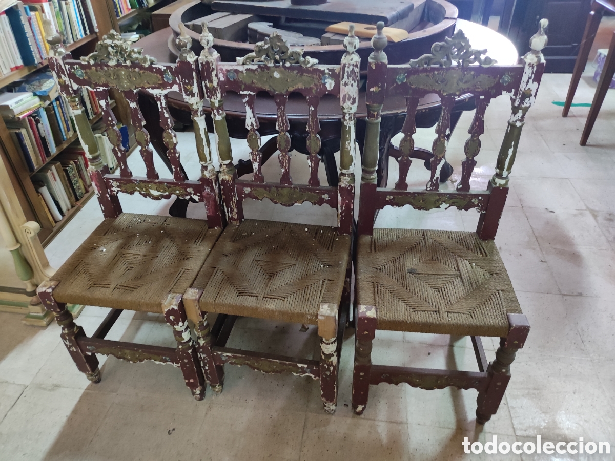 Antig&uuml;edades: 3 sillas antiguas para restaurar. - Foto 1