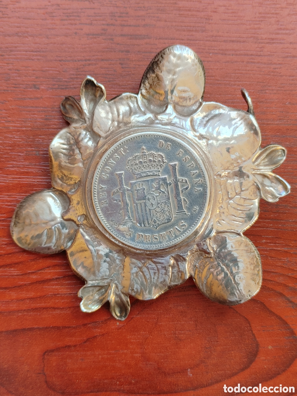 Antig&uuml;edades: Cenicero en plata punzonada con moneda. - Foto 3