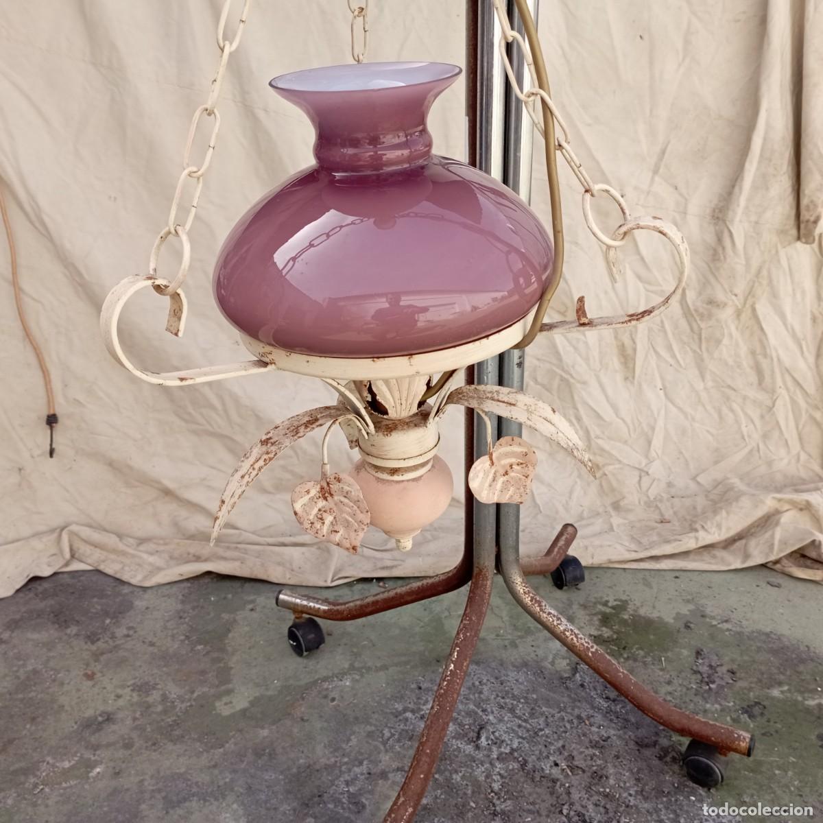 Antig&uuml;edades: lampara con tulipa lila - Foto 2
