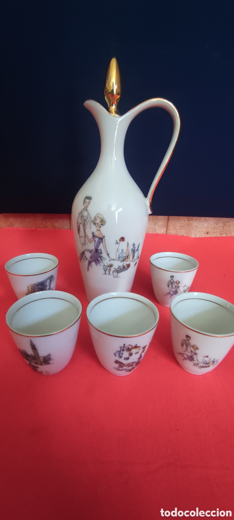 Antig&uuml;edades: JUEGO DE LICORERA Y VASOS - Foto 2
