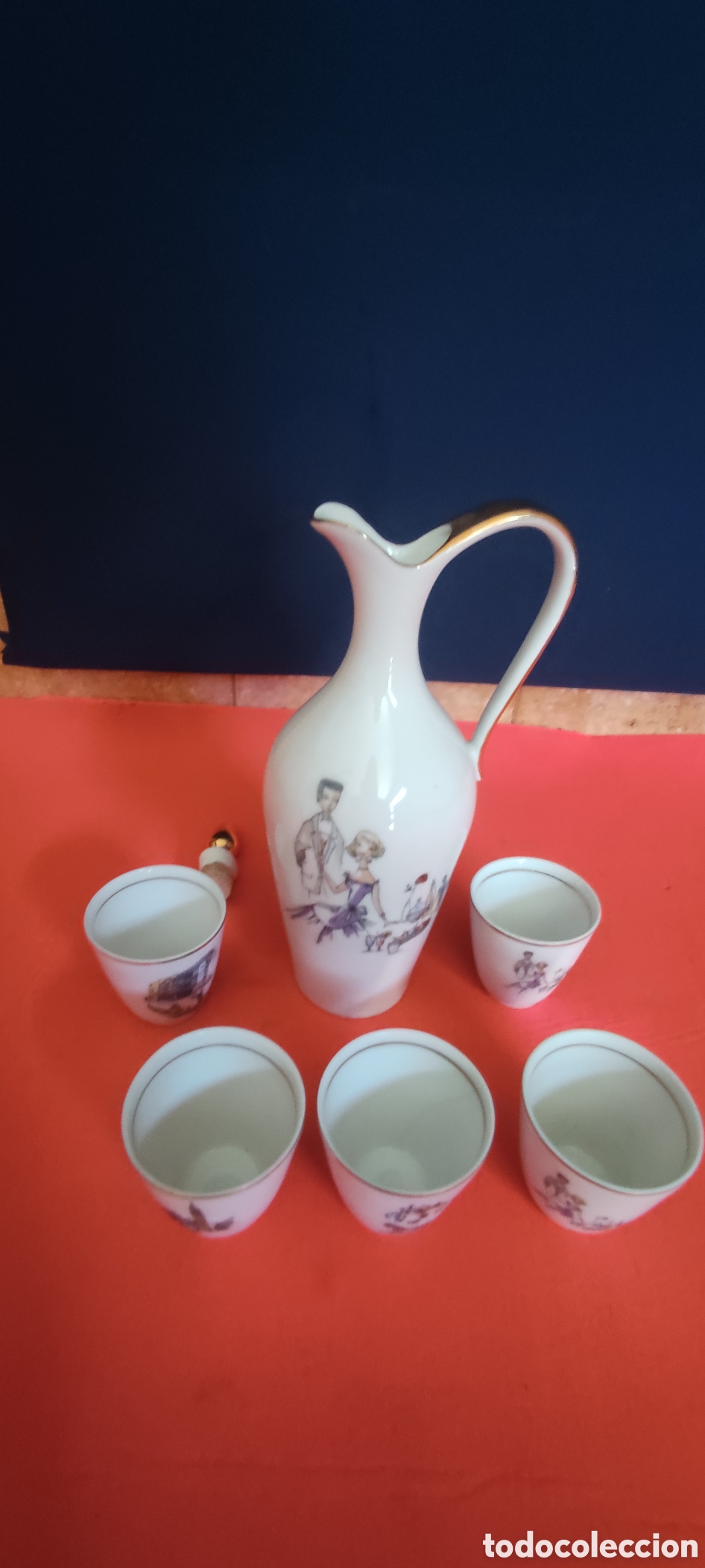 Antig&uuml;edades: JUEGO DE LICORERA Y VASOS - Foto 3