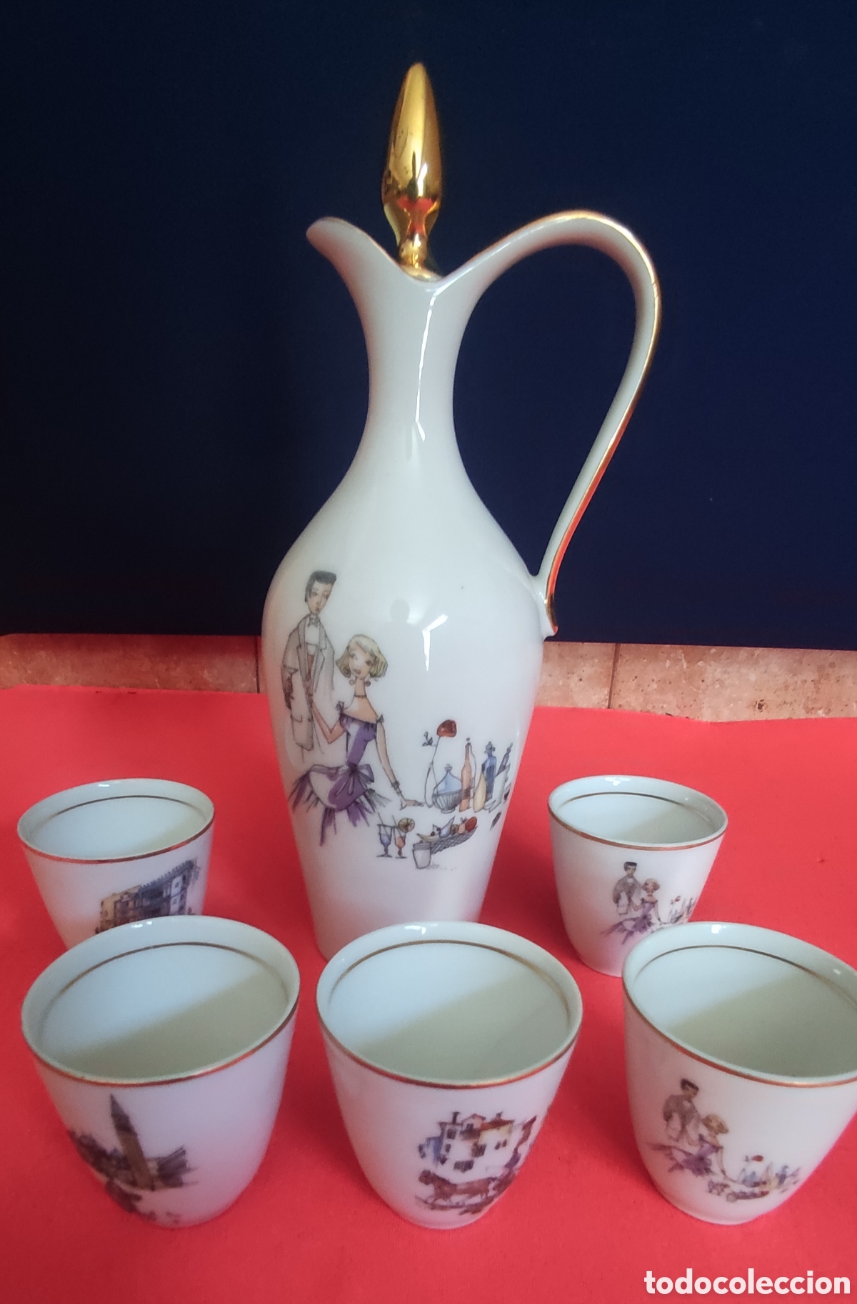 Antig&uuml;edades: JUEGO DE LICORERA Y VASOS - Foto 1