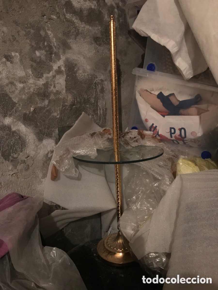Antig&uuml;edades: L&aacute;mpara tallada de pie telefonera - Foto 2