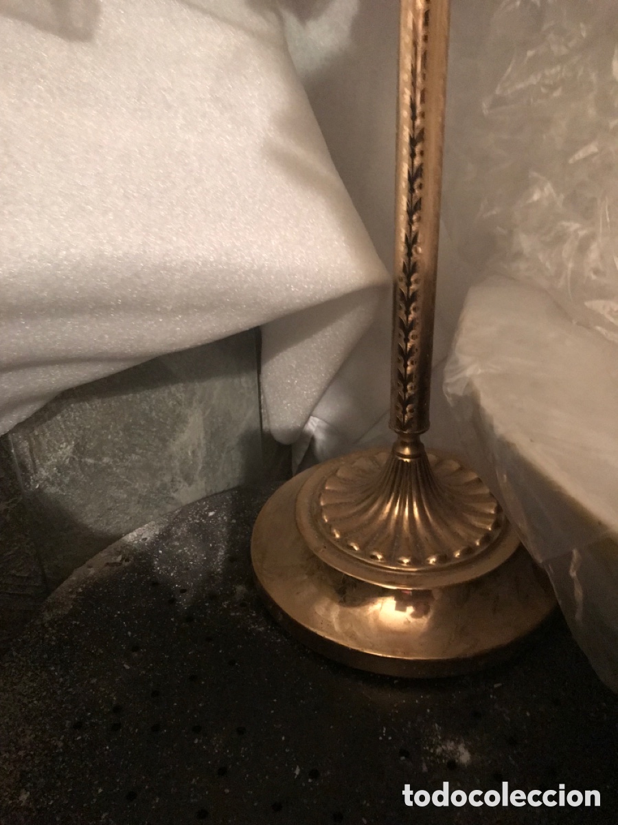 Antig&uuml;edades: L&aacute;mpara tallada de pie telefonera - Foto 4