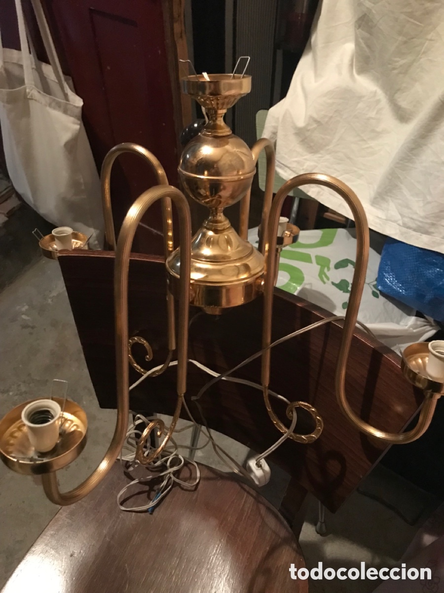 Antig&uuml;edades: L&aacute;mpara tallada de pie telefonera - Foto 7