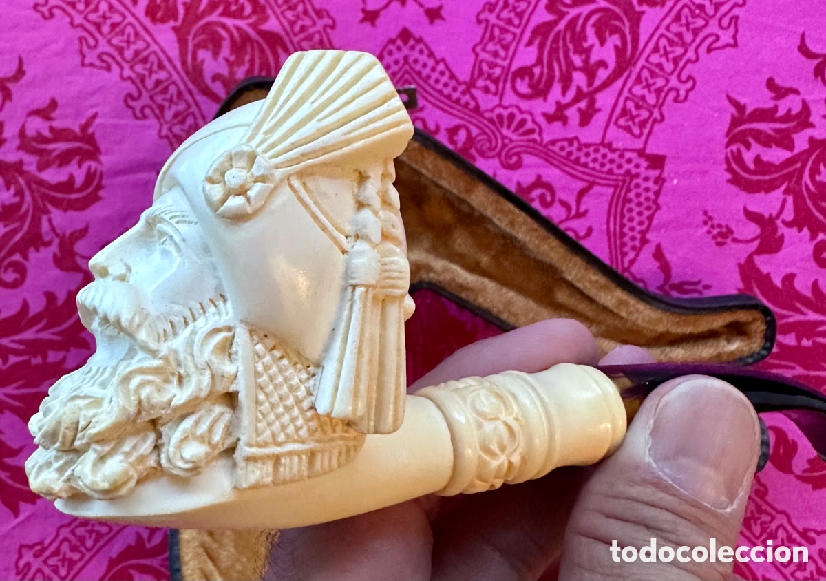 Antig&uuml;edades: Original pipa turca labrada con funda. - Foto 2