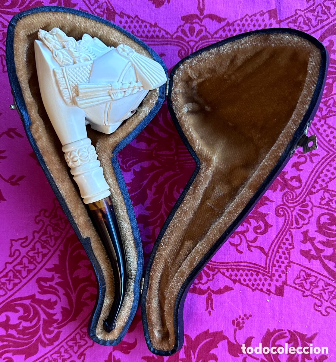 Antig&uuml;edades: Original pipa turca labrada con funda. - Foto 4