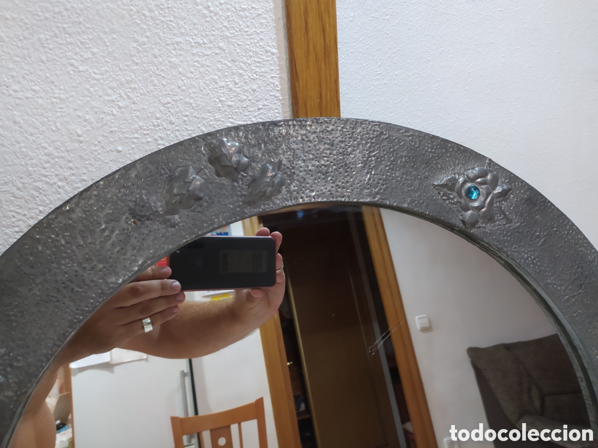 Antig&uuml;edades: Antiguo espejo de madera forrado de esta&ntilde;o - Foto 2