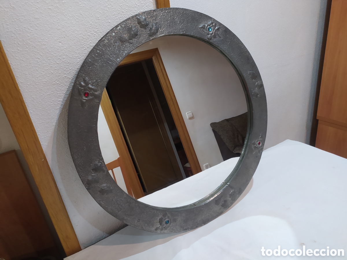 Antig&uuml;edades: Antiguo espejo de madera forrado de esta&ntilde;o - Foto 6