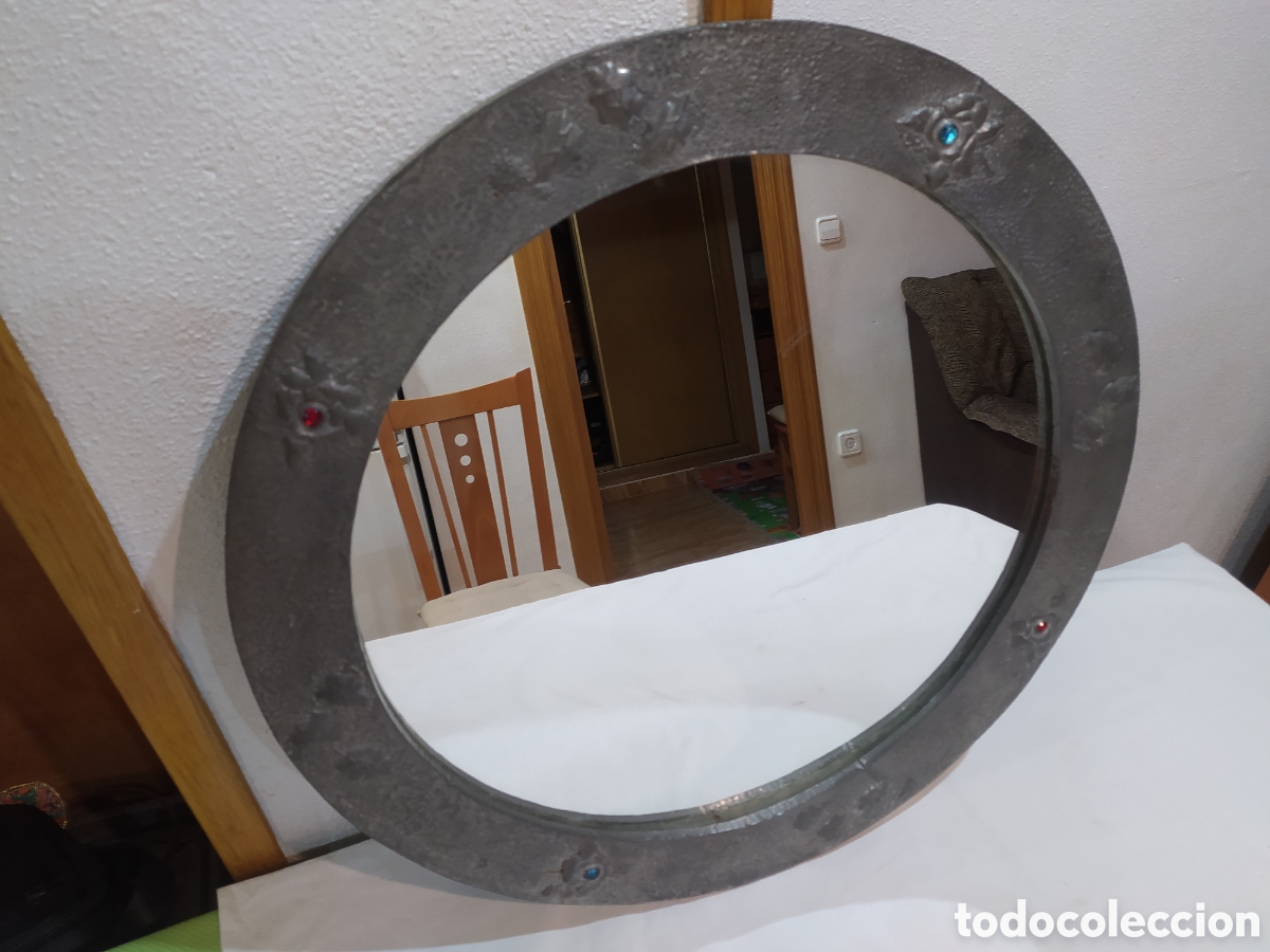 Antig&uuml;edades: Antiguo espejo de madera forrado de esta&ntilde;o - Foto 7