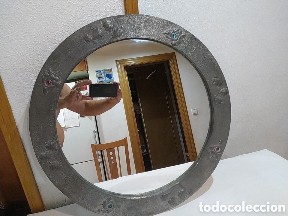 Antig&uuml;edades: Antiguo espejo de madera forrado de esta&ntilde;o - Foto 1