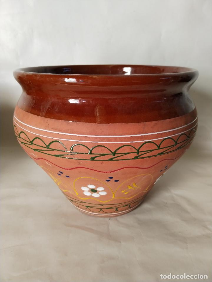 Antig&uuml;edades: macetero de ceramica vidriada - Foto 1