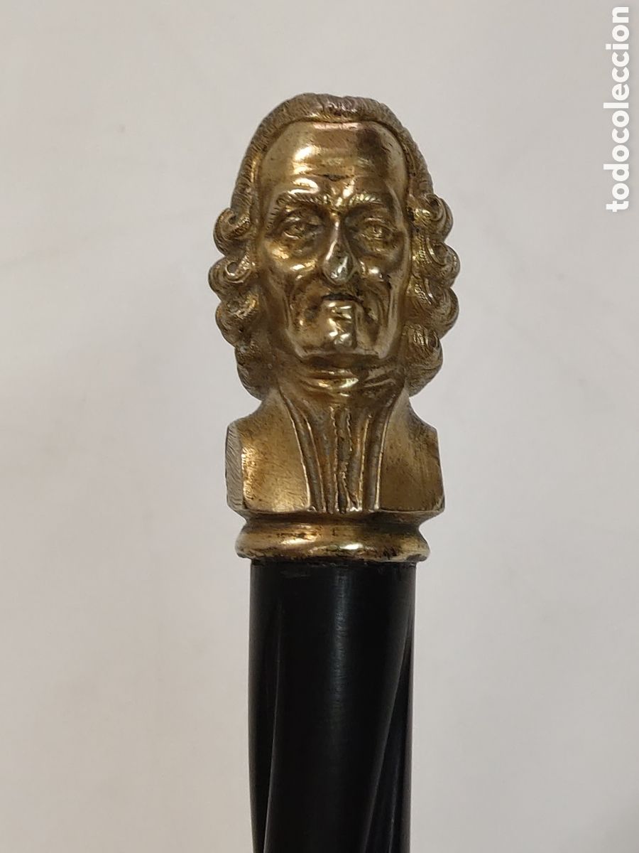 Antig&uuml;edades: Bast&oacute;n bronce y &eacute;bano, busto Bach - Foto 1