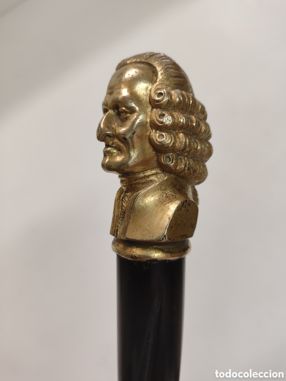 Antig&uuml;edades: Bast&oacute;n bronce y &eacute;bano, busto Bach - Foto 4
