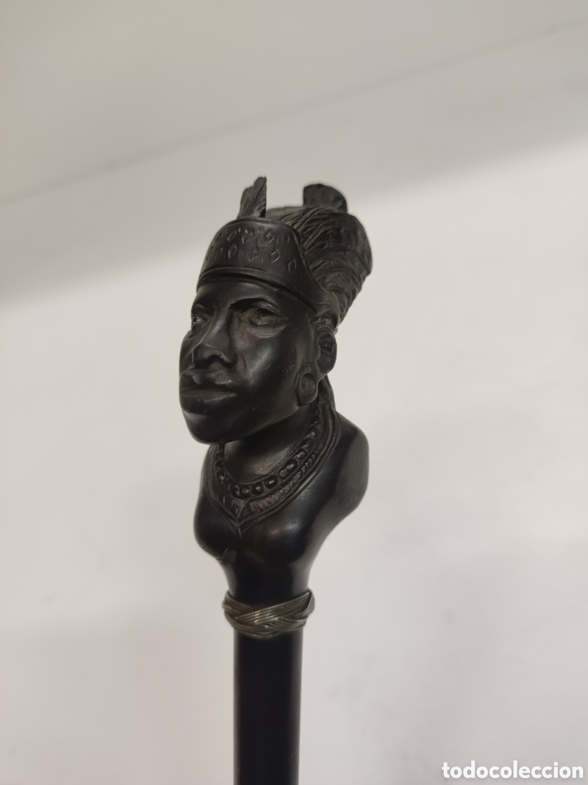 Antig&uuml;edades: Antiguo Bast&oacute;n ex&oacute;tico de &eacute;bano y plata - Foto 5
