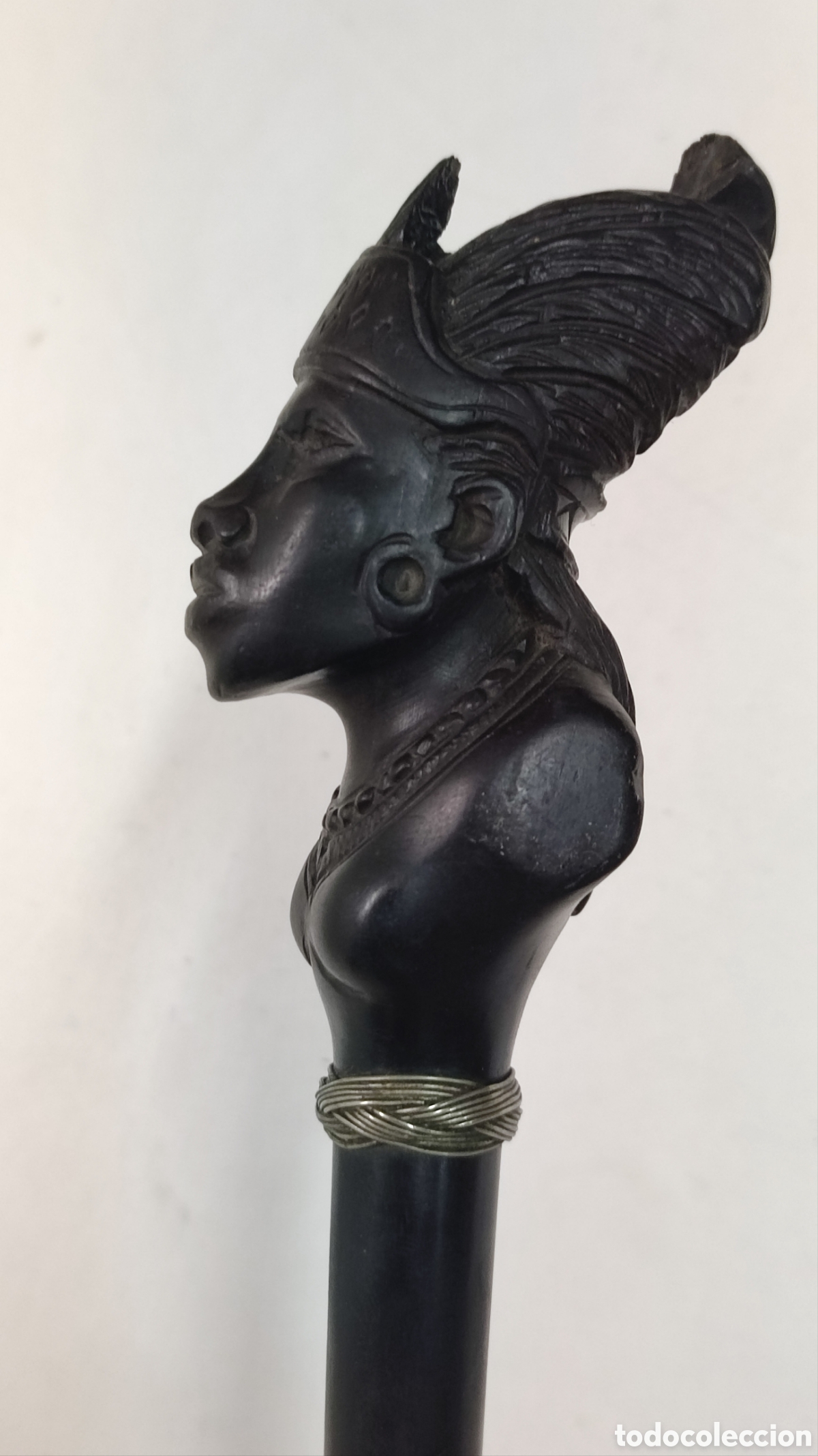 Antig&uuml;edades: Antiguo Bast&oacute;n ex&oacute;tico de &eacute;bano y plata - Foto 3