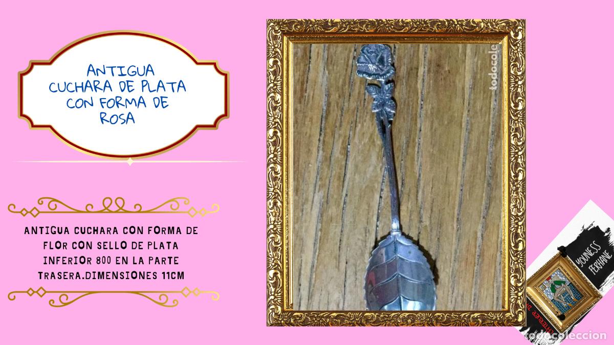 Antig&uuml;edades: Cuchara de plata con forma de rosa - Foto 1
