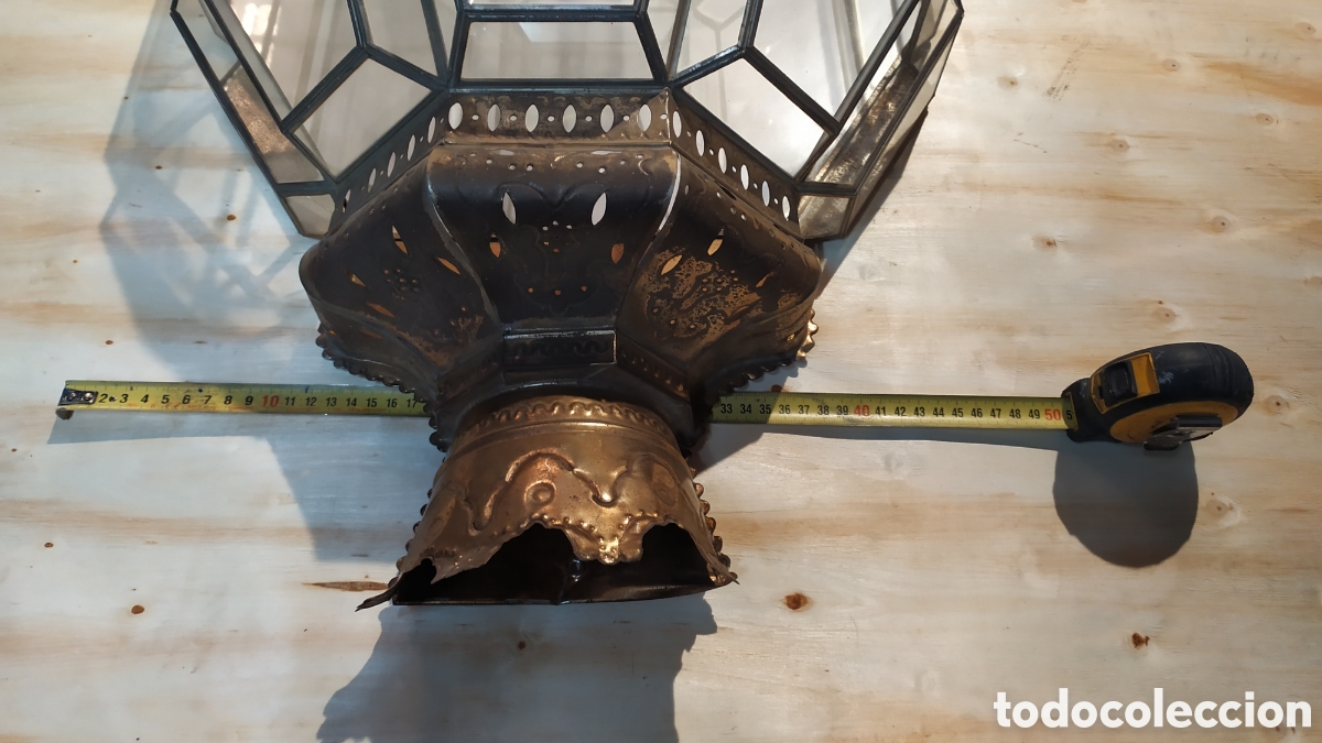 Antig&uuml;edades: FAROL DE CRISTAL Y LAT&Oacute;N PARA REPARAR - Foto 5