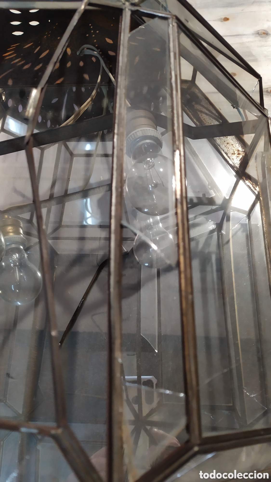 Antig&uuml;edades: FAROL DE CRISTAL Y LAT&Oacute;N PARA REPARAR - Foto 8