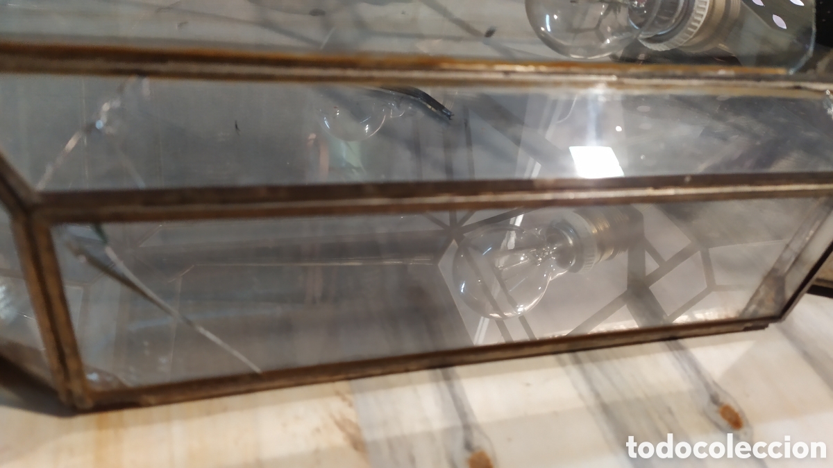 Antig&uuml;edades: FAROL DE CRISTAL Y LAT&Oacute;N PARA REPARAR - Foto 9