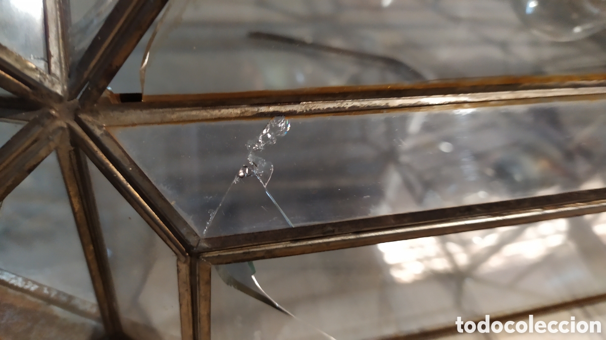 Antig&uuml;edades: FAROL DE CRISTAL Y LAT&Oacute;N PARA REPARAR - Foto 10