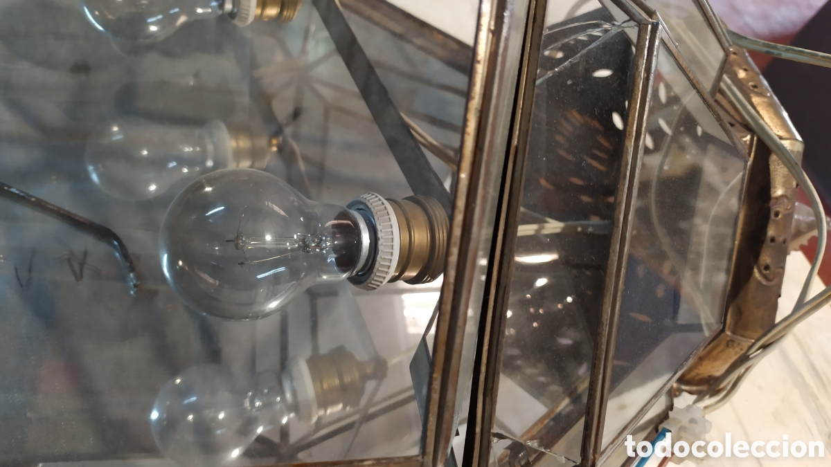 Antig&uuml;edades: FAROL DE CRISTAL Y LAT&Oacute;N PARA REPARAR - Foto 11