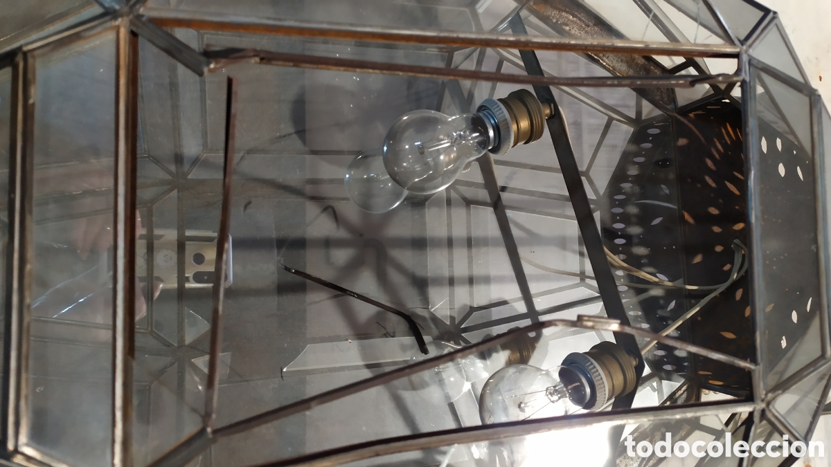 Antig&uuml;edades: FAROL DE CRISTAL Y LAT&Oacute;N PARA REPARAR - Foto 12