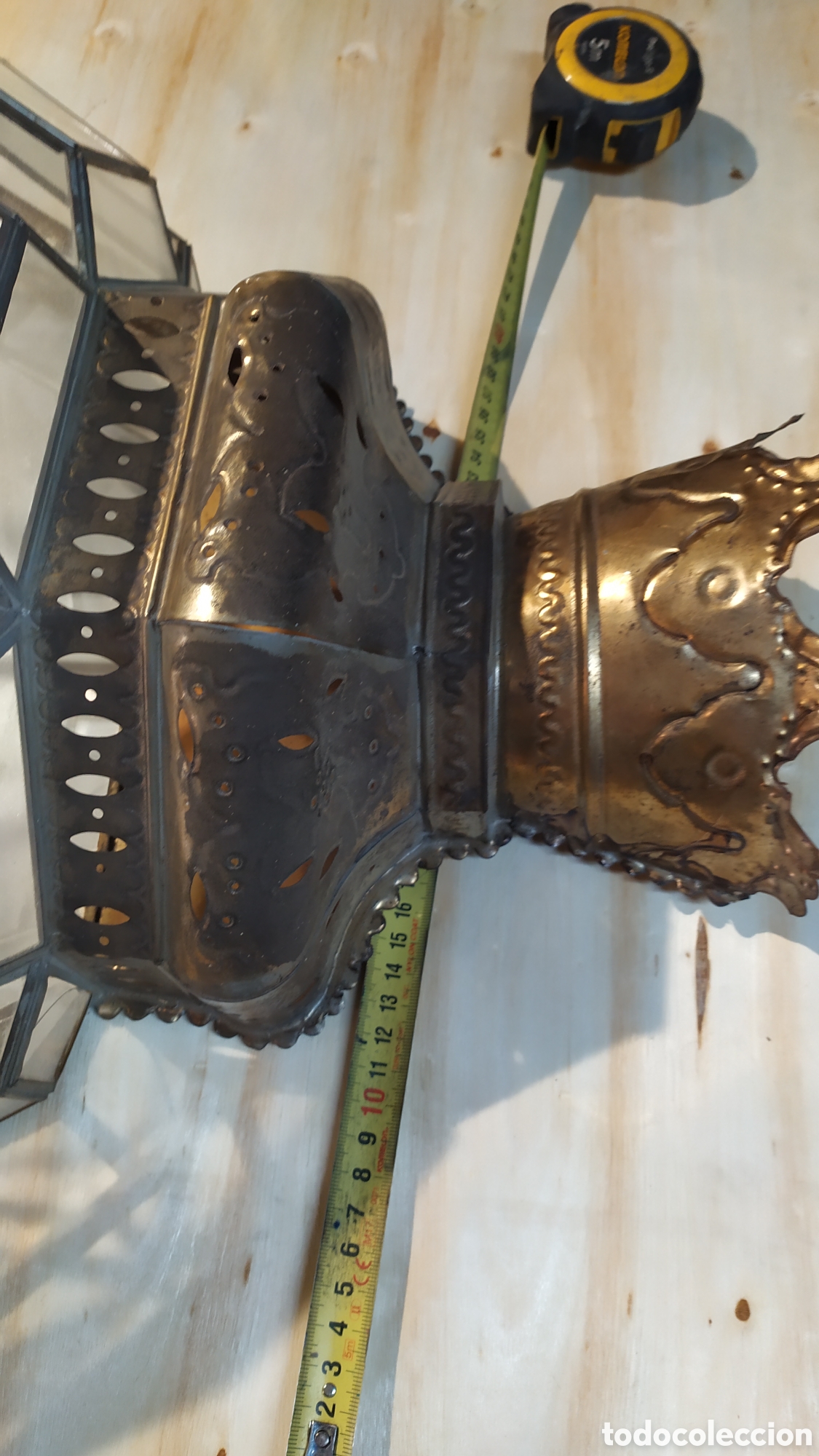 Antig&uuml;edades: FAROL DE CRISTAL Y LAT&Oacute;N PARA REPARAR - Foto 14