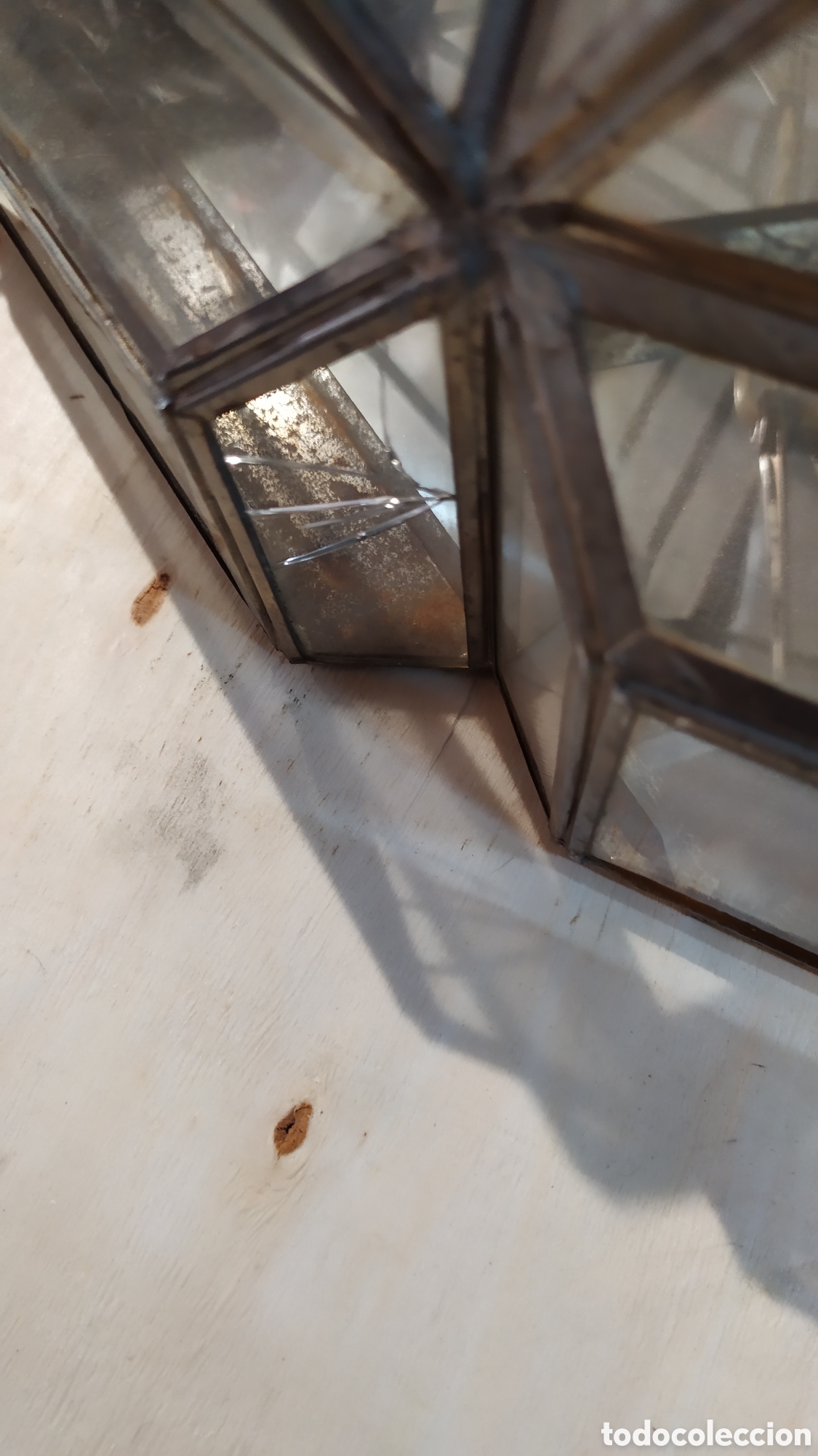 Antig&uuml;edades: FAROL DE CRISTAL Y LAT&Oacute;N PARA REPARAR - Foto 15