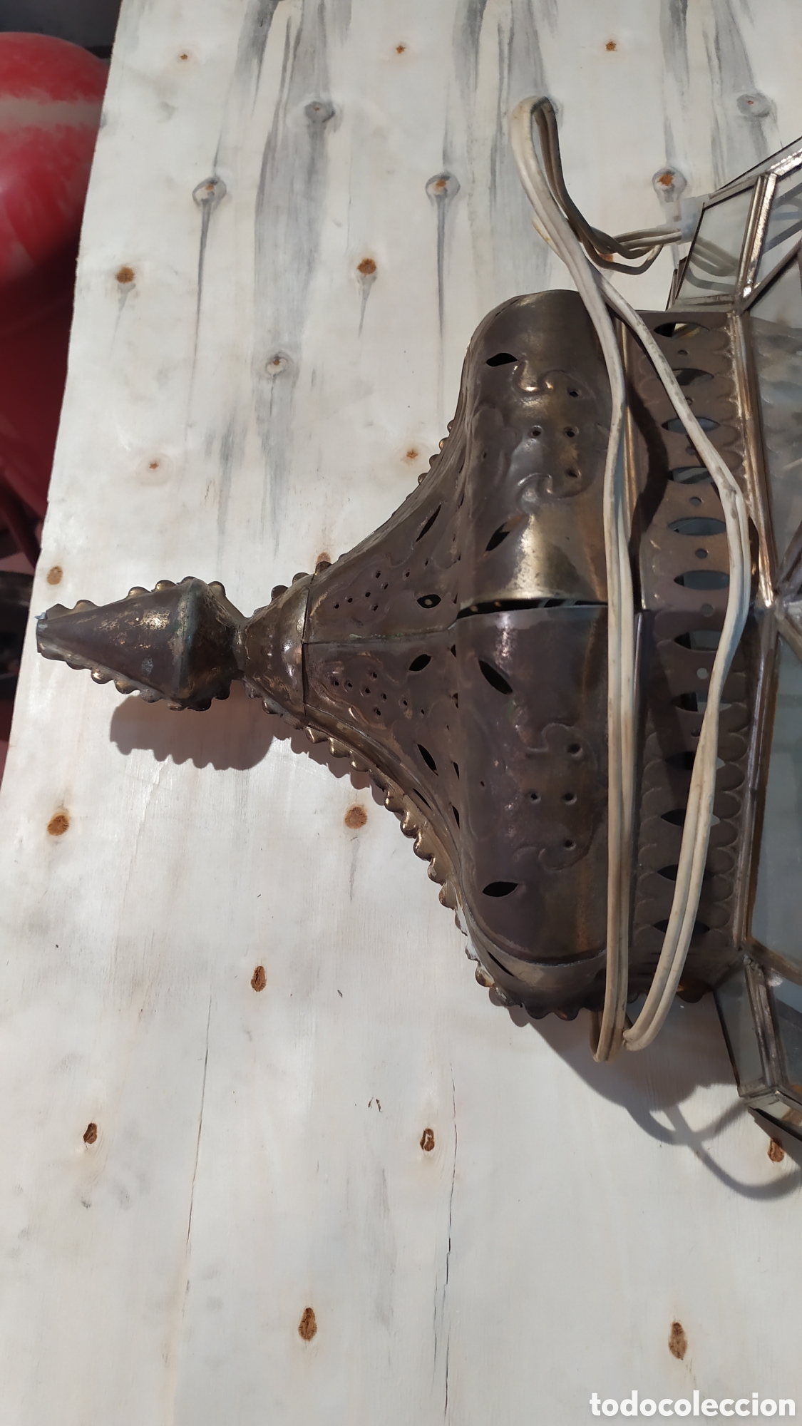 Antig&uuml;edades: FAROL DE CRISTAL Y LAT&Oacute;N PARA REPARAR - Foto 16