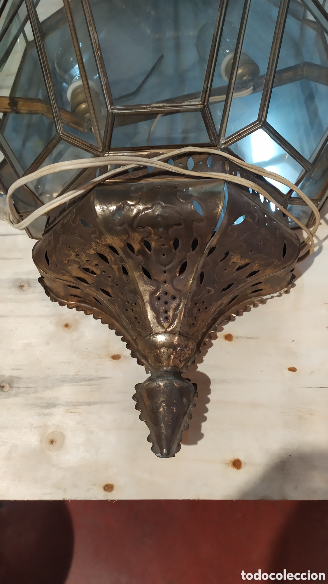 Antig&uuml;edades: FAROL DE CRISTAL Y LAT&Oacute;N PARA REPARAR - Foto 17